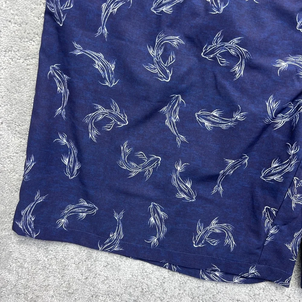 Peter Millar Seaside Board Shorts Mens XL Blue Koi Fish Print Lined Beachwear